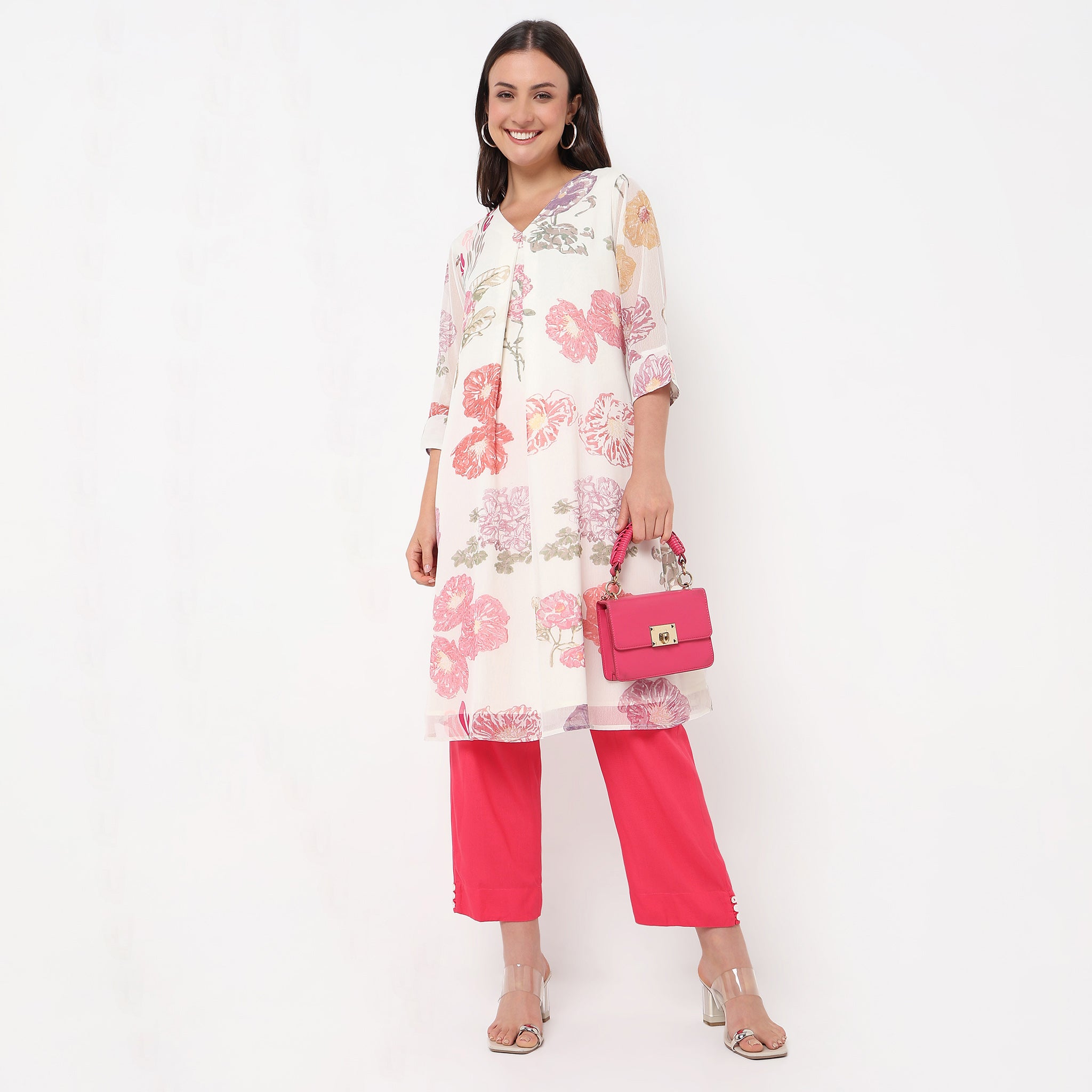 Straight Fit Solid Ethnic Pants 