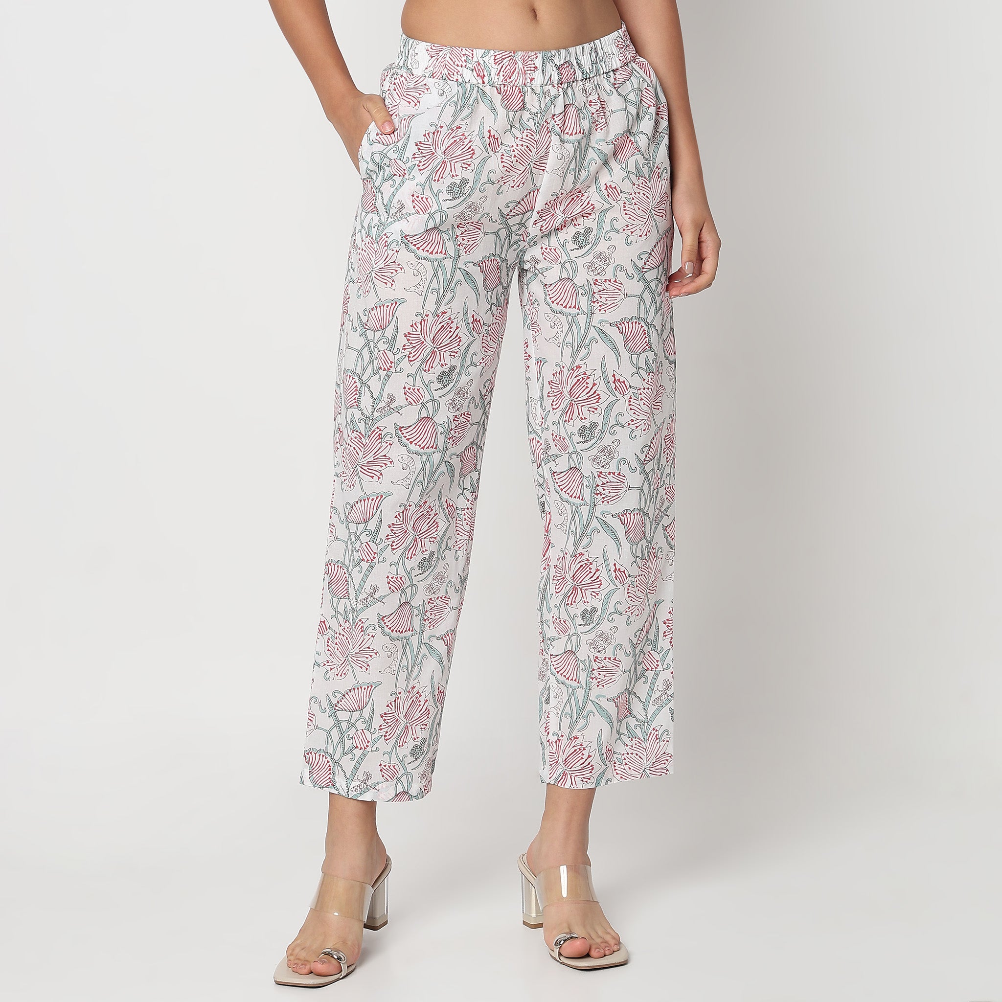 Straight Fit Solid Ethnic Pants 