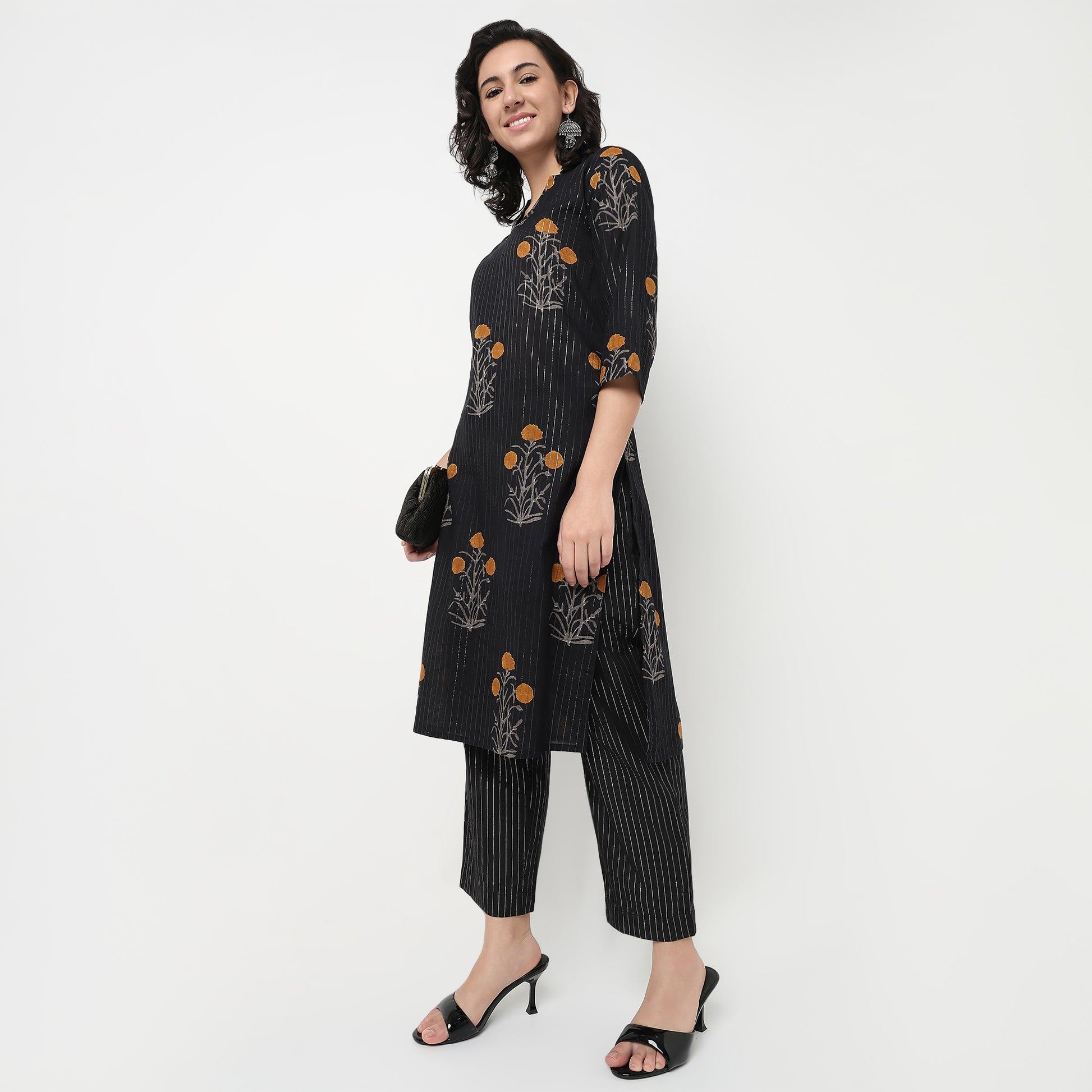 Order Now Women Striped Straight Fit Mid Rise Ethnic Wear Pant by Style Union