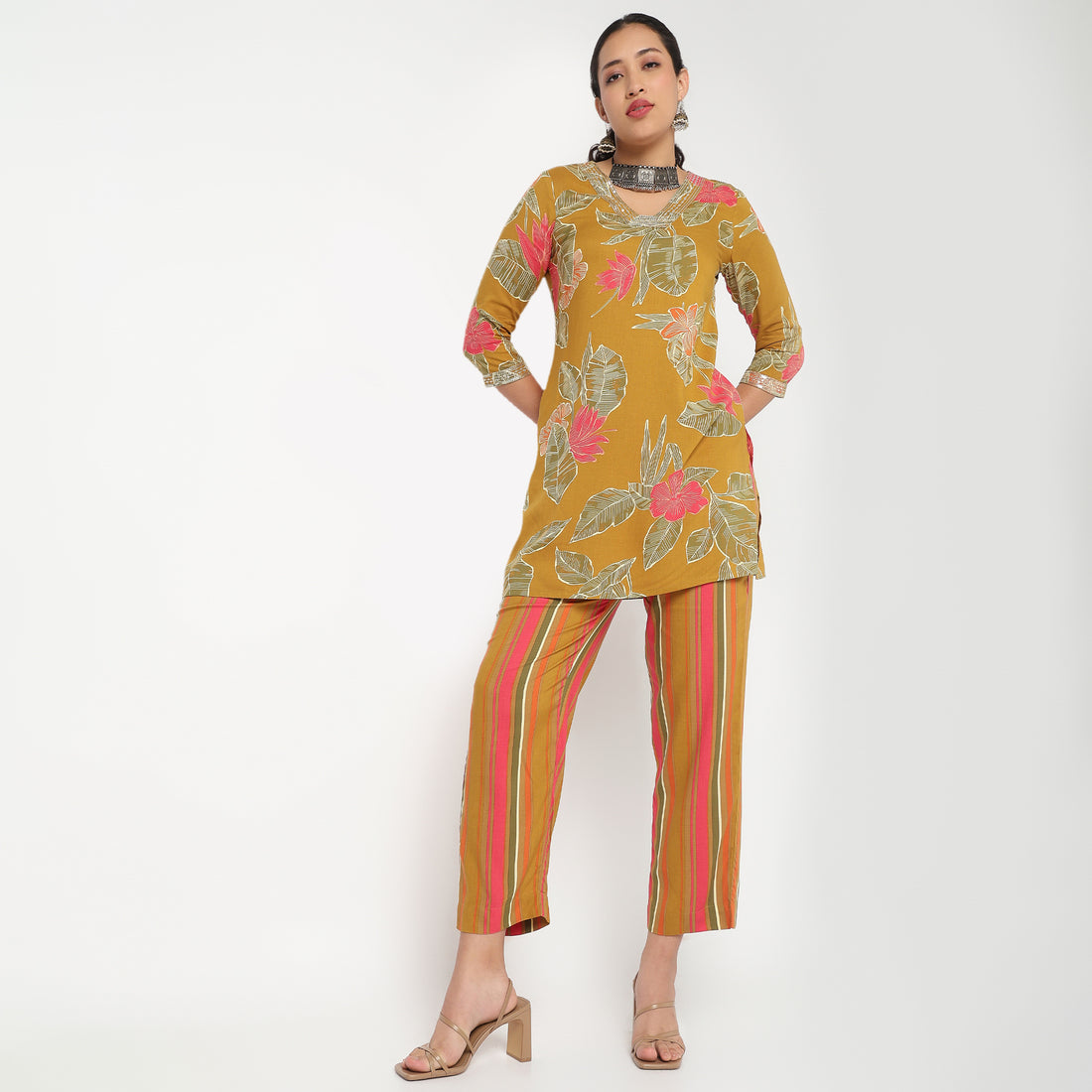 Striped Mid Rise Cord-It Pant