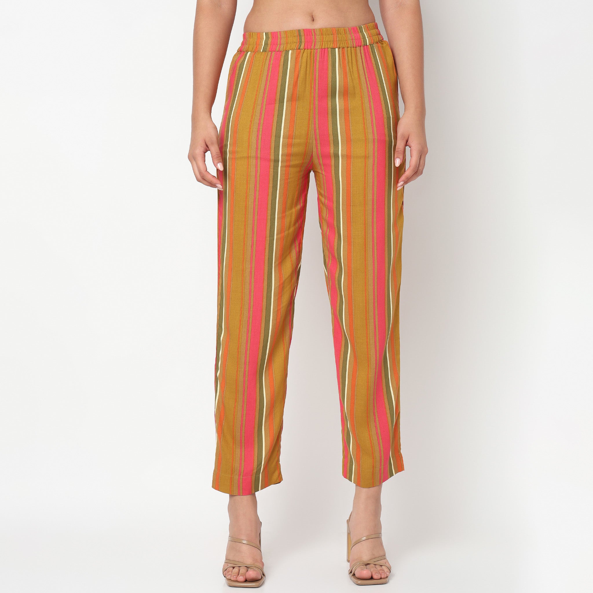 Striped Mid Rise Cord-It Pant