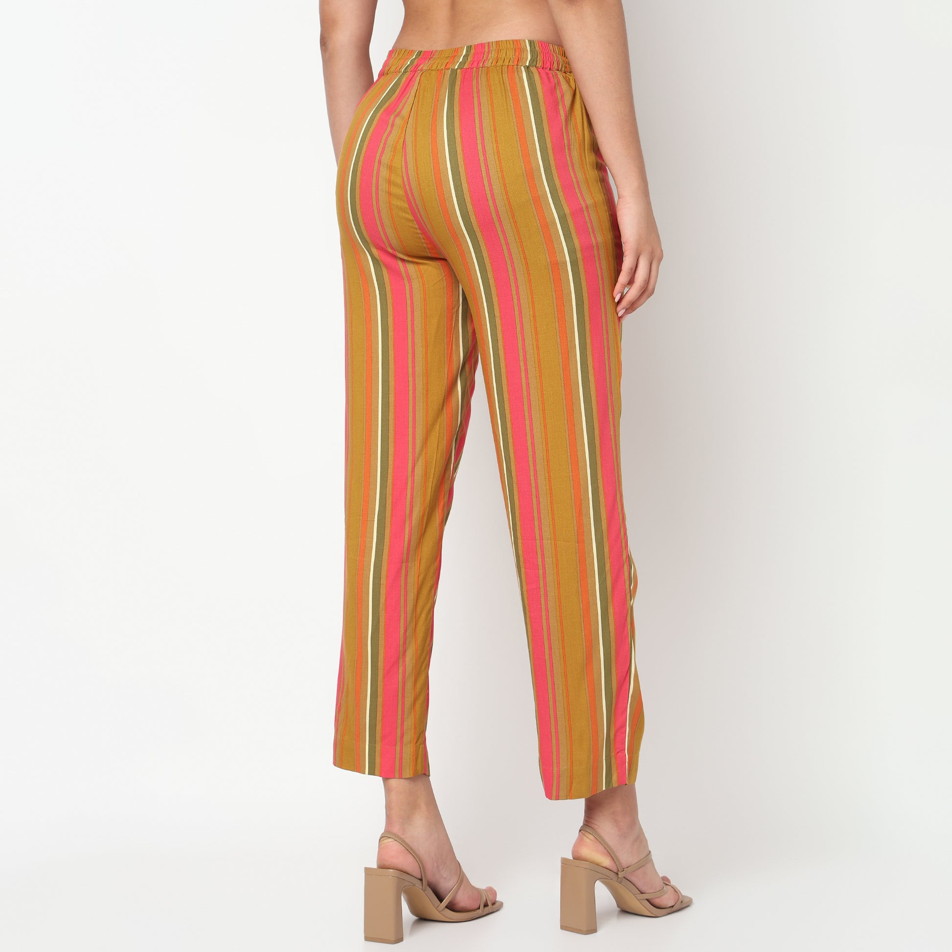 Striped Mid Rise Cord-It Pant