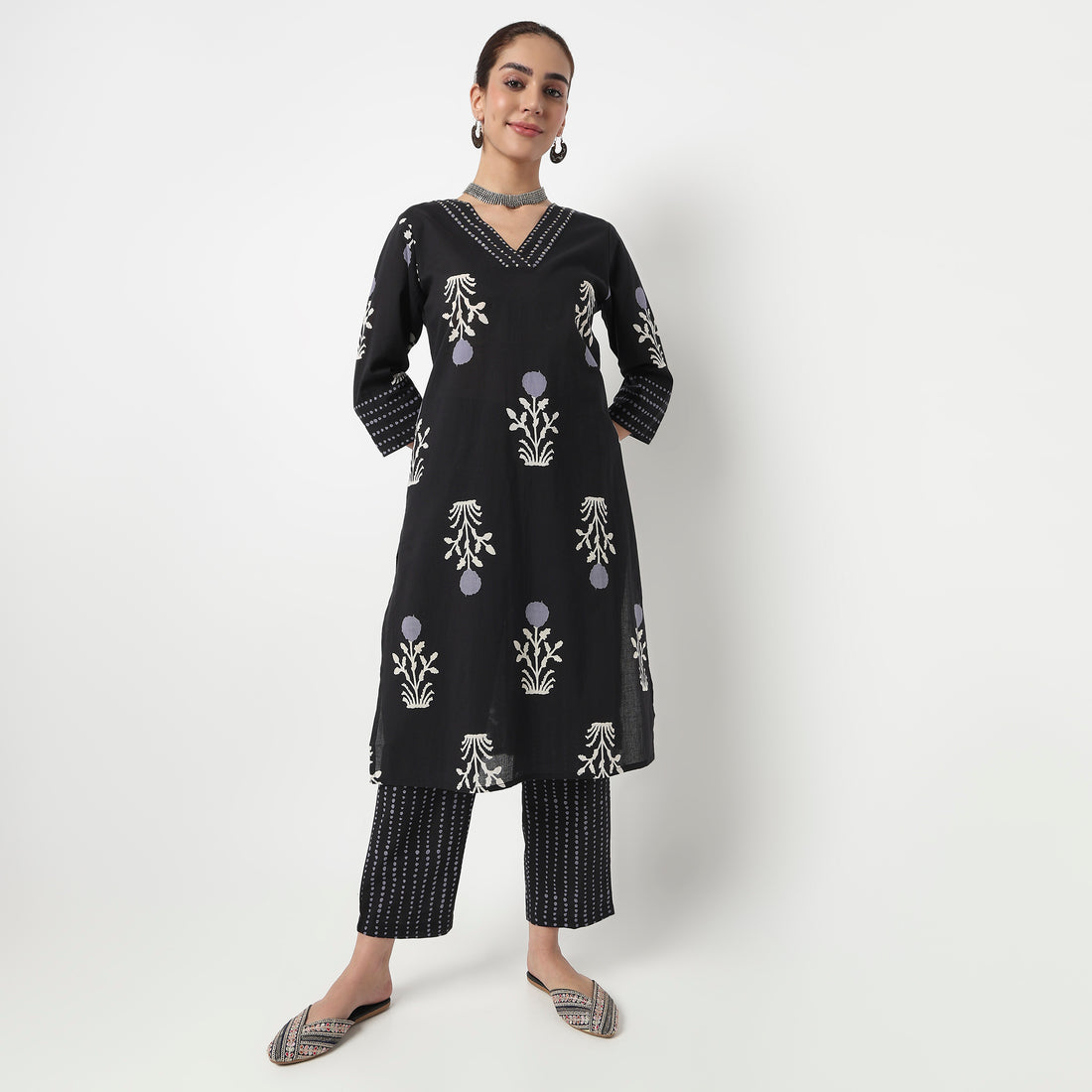 Cotton Printed Straight Pants