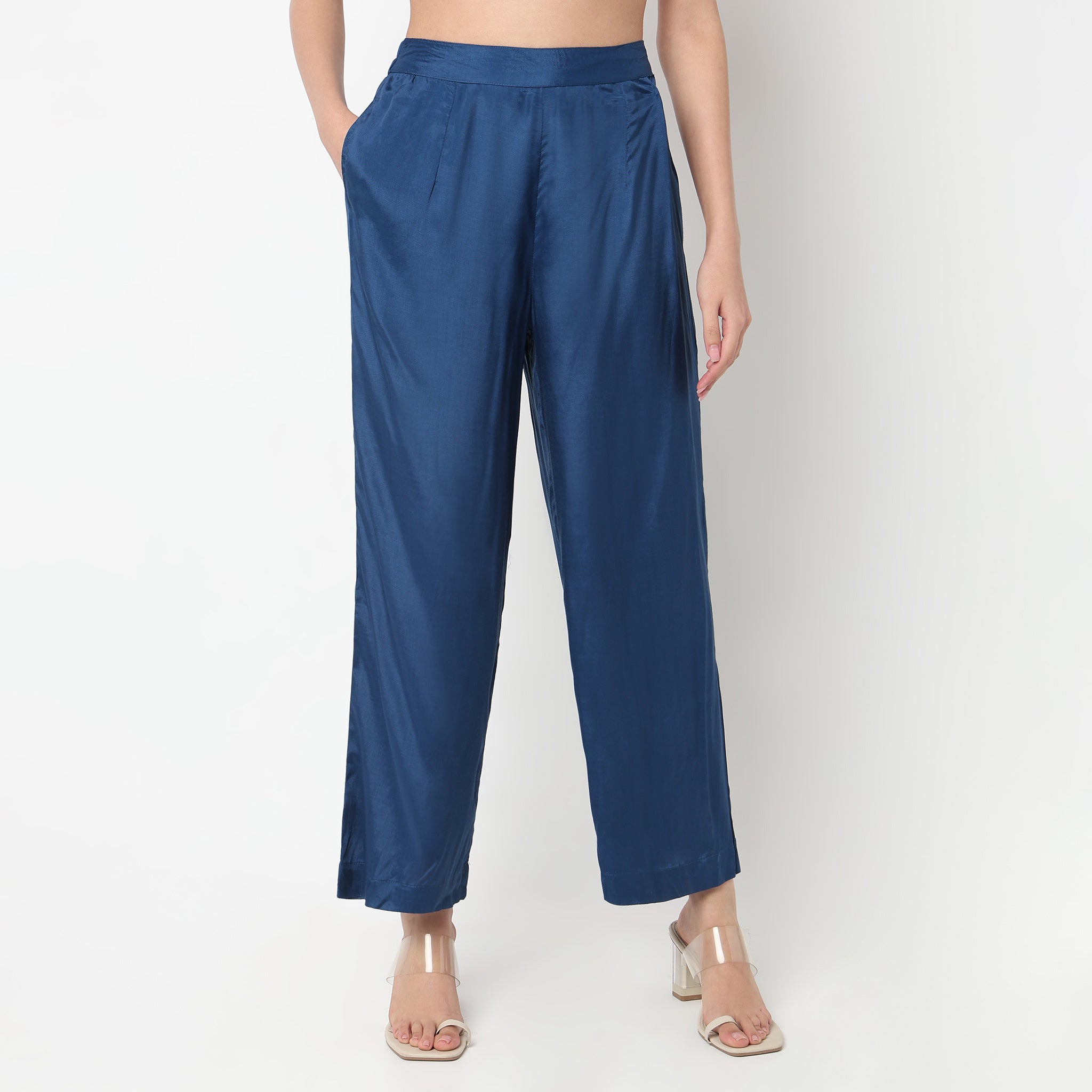 Straight Fit Solid Pants