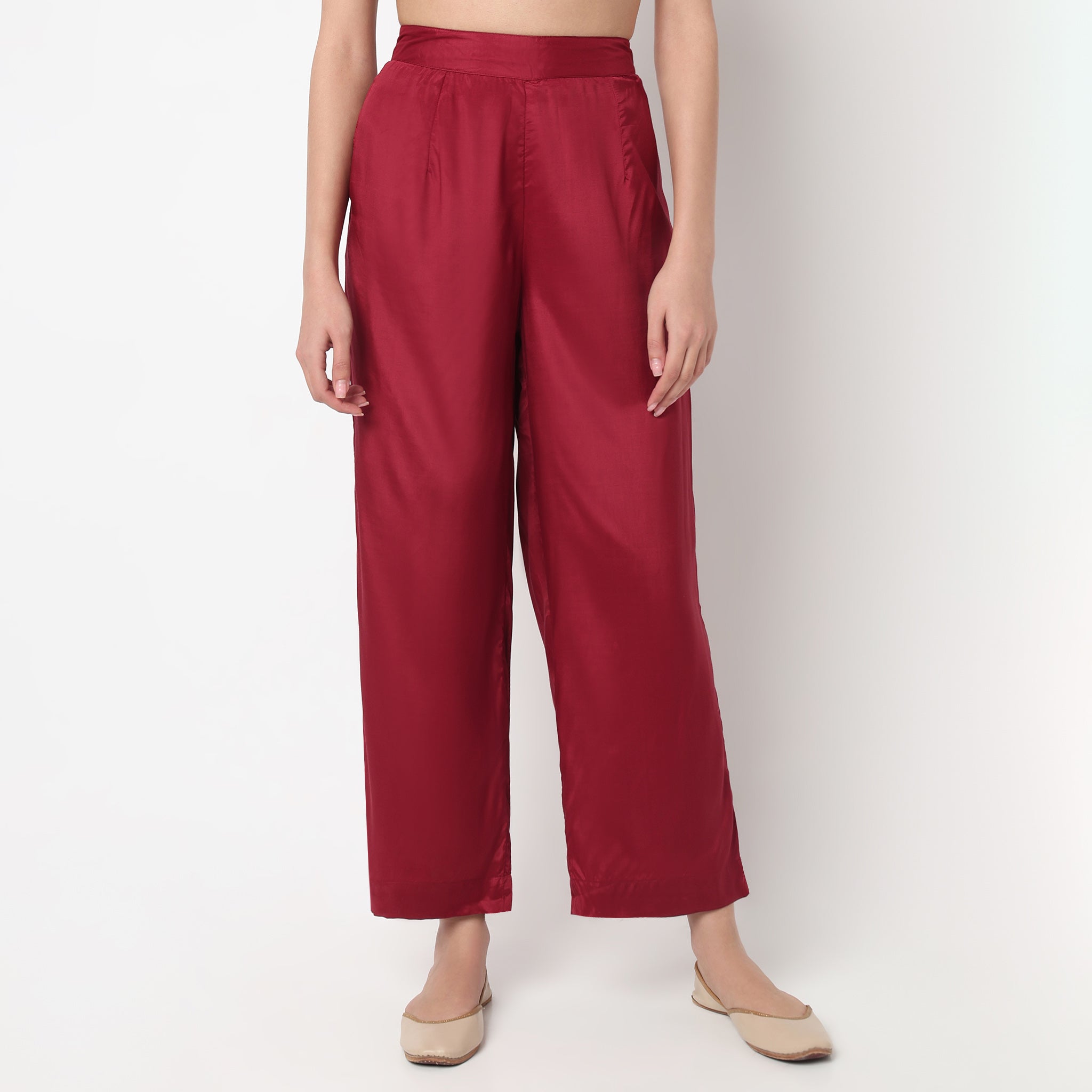 Straight Fit Solid Pants