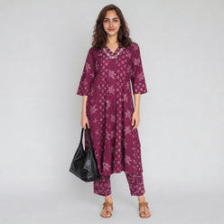 Cotton Printed A-Line Straight Pants