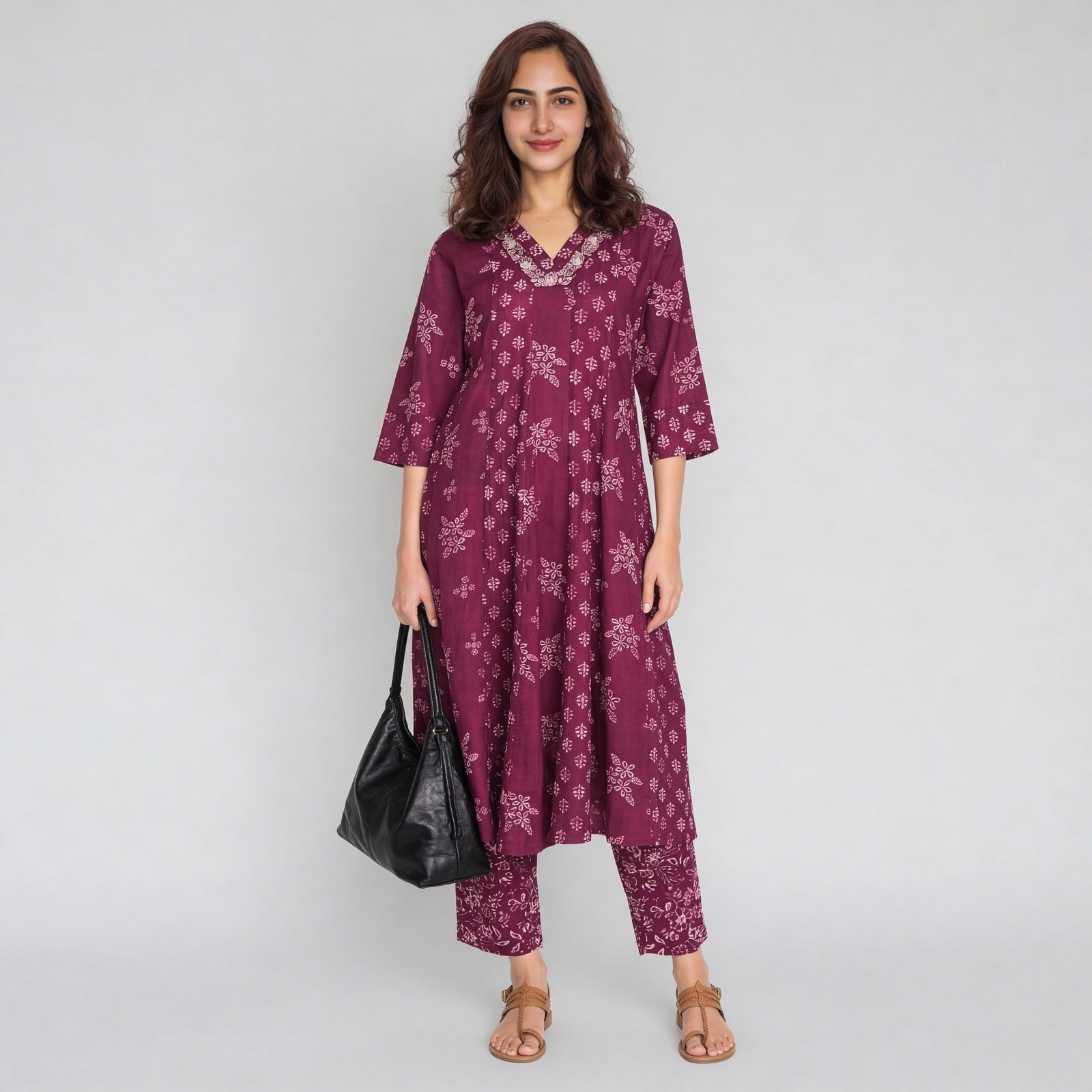 Cotton Printed A-Line Straight Pants