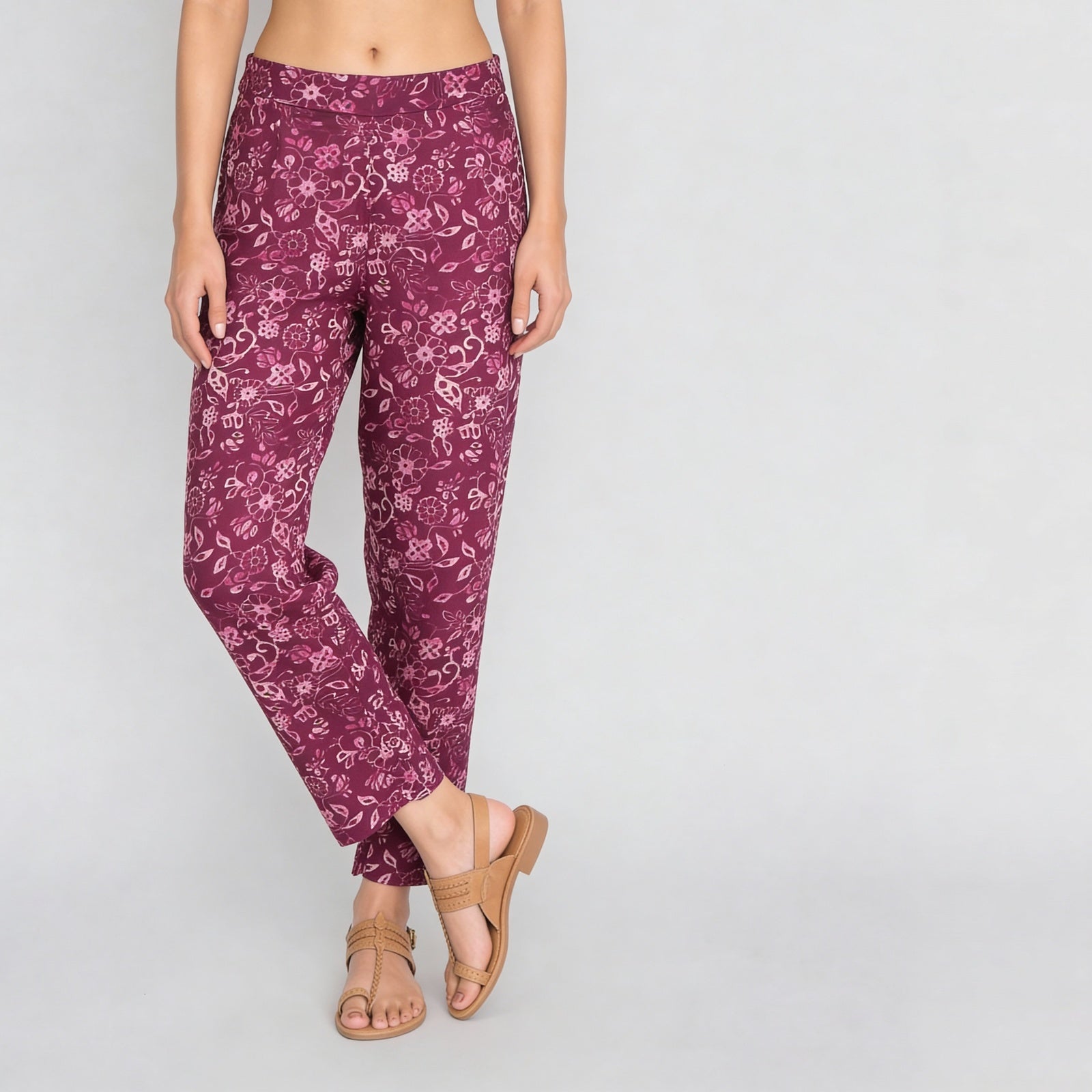 Cotton Printed A-Line Straight Pants