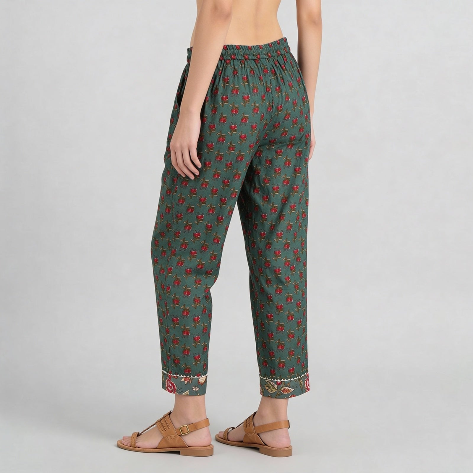 Cotton Printed A-Line Straight Pants
