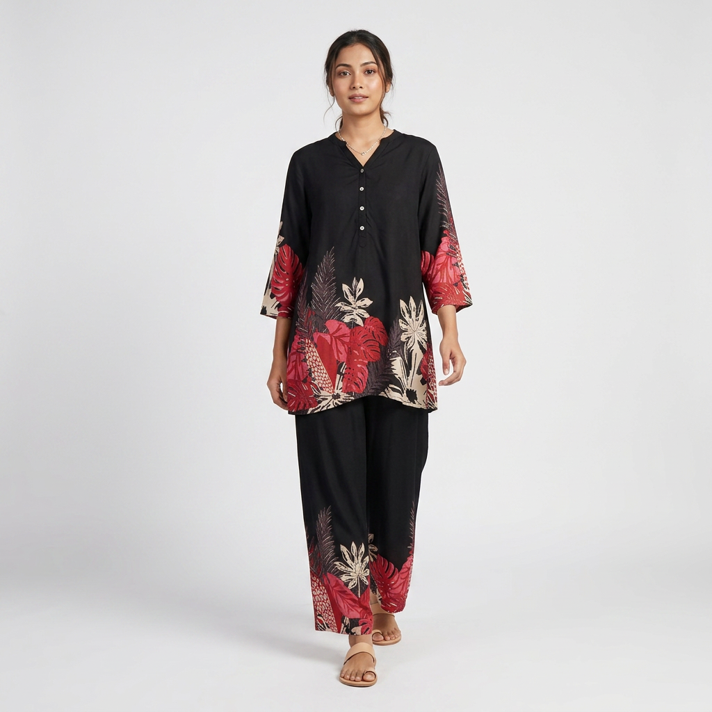 Straight Fit Printed Mid Rise Palazzos