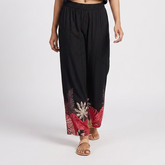 Straight Fit Printed Mid Rise Palazzos