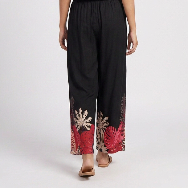 Straight Fit Printed Mid Rise Palazzos
