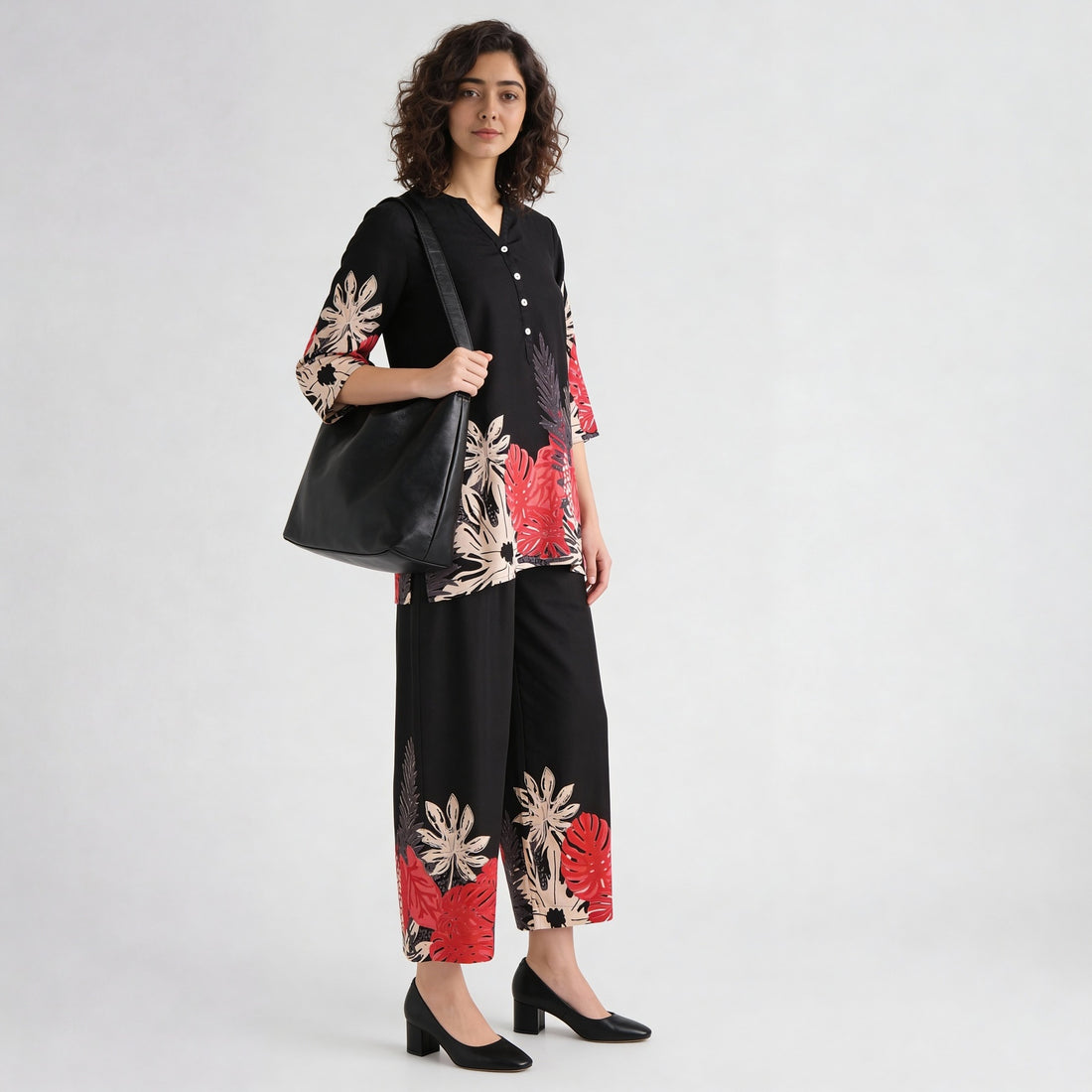 Straight Fit Printed Mid Rise Palazzos
