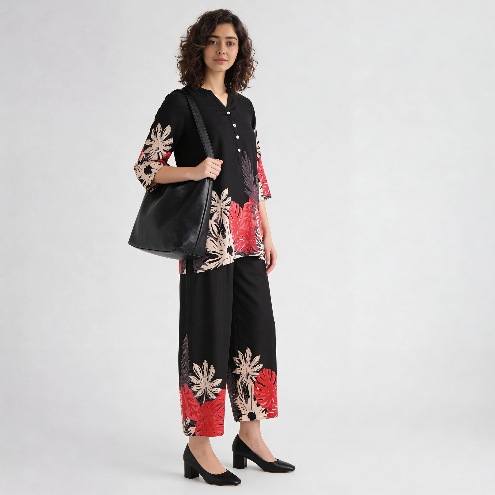 Straight Fit Printed Mid Rise Palazzos