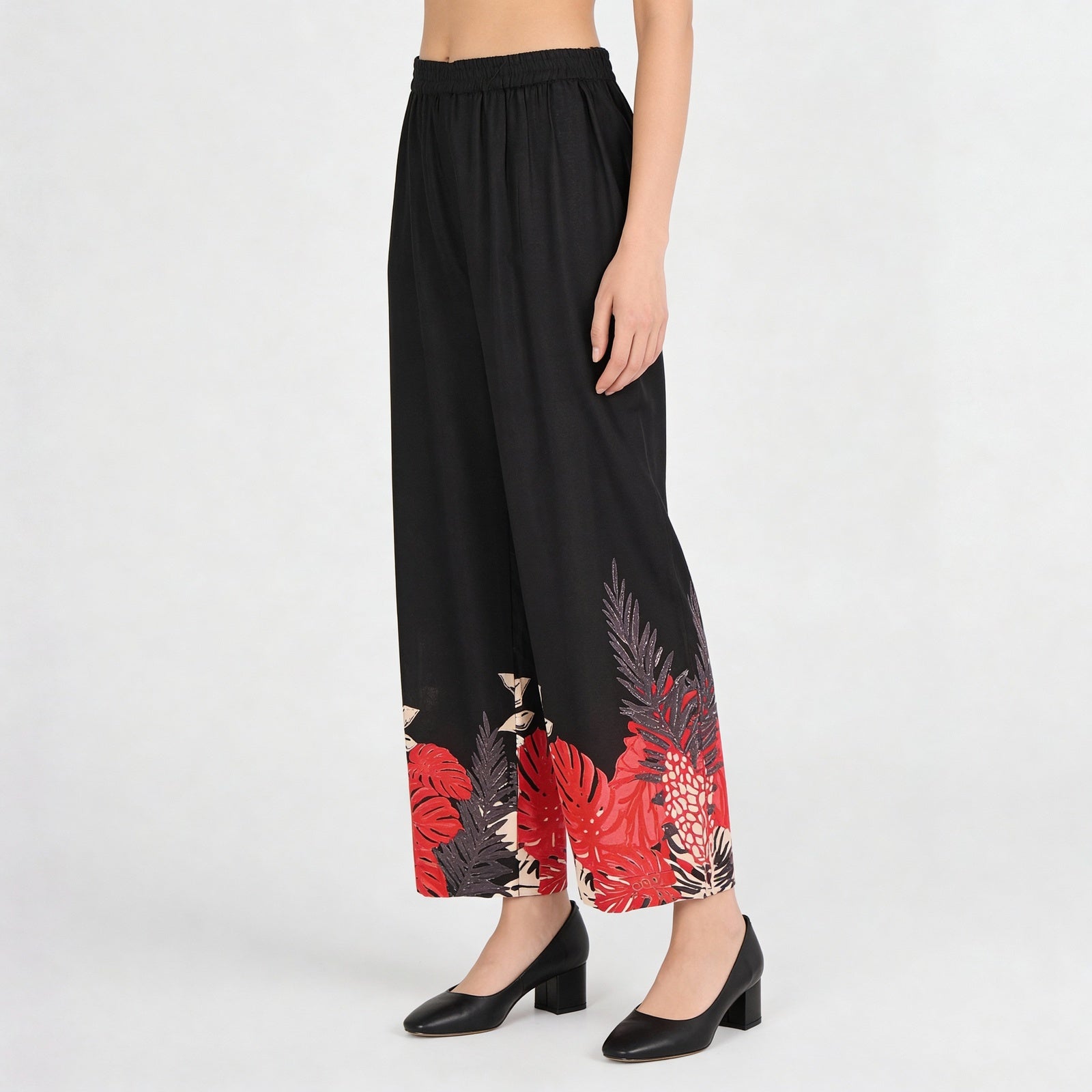 Straight Fit Printed Mid Rise Palazzos