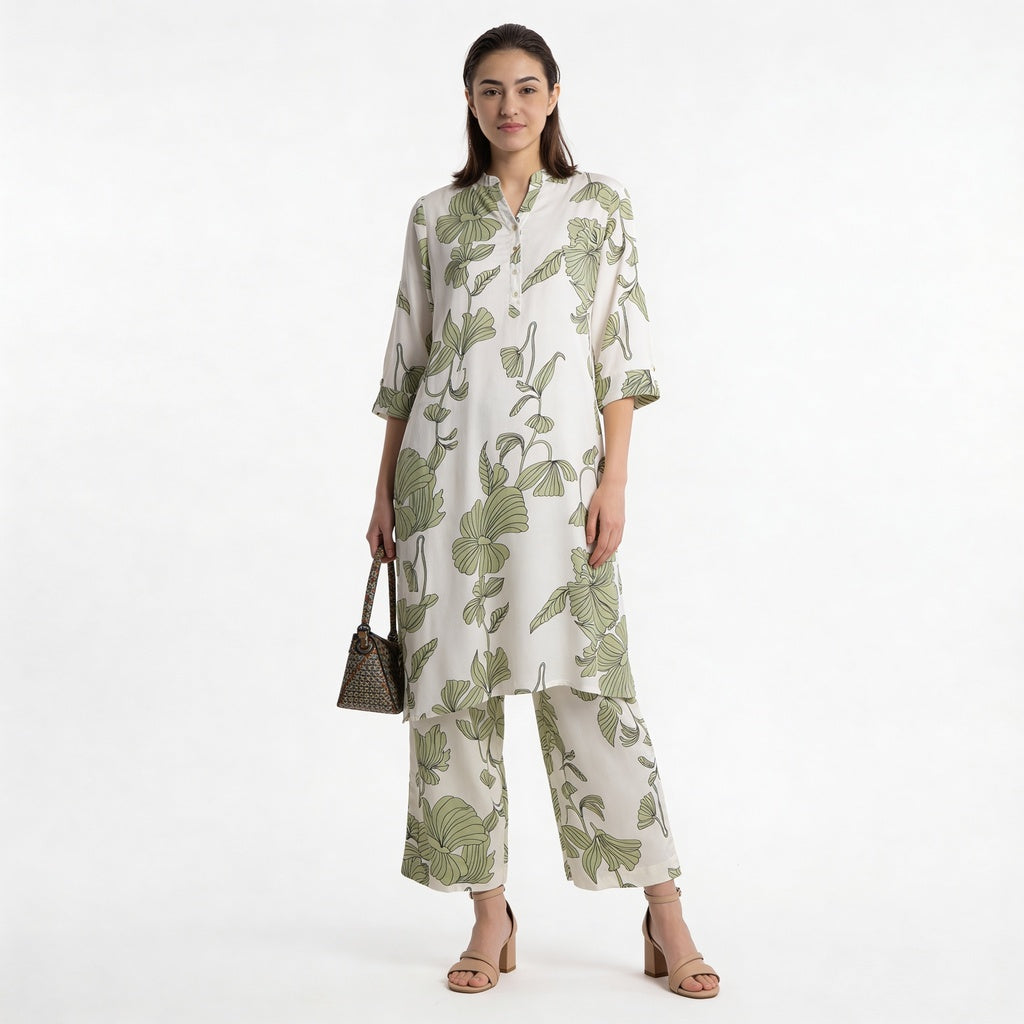 Printed Straight Fit Mid Rise Pants