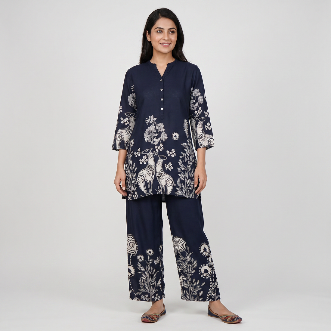 Printed Straight Mid Rise Palazzos