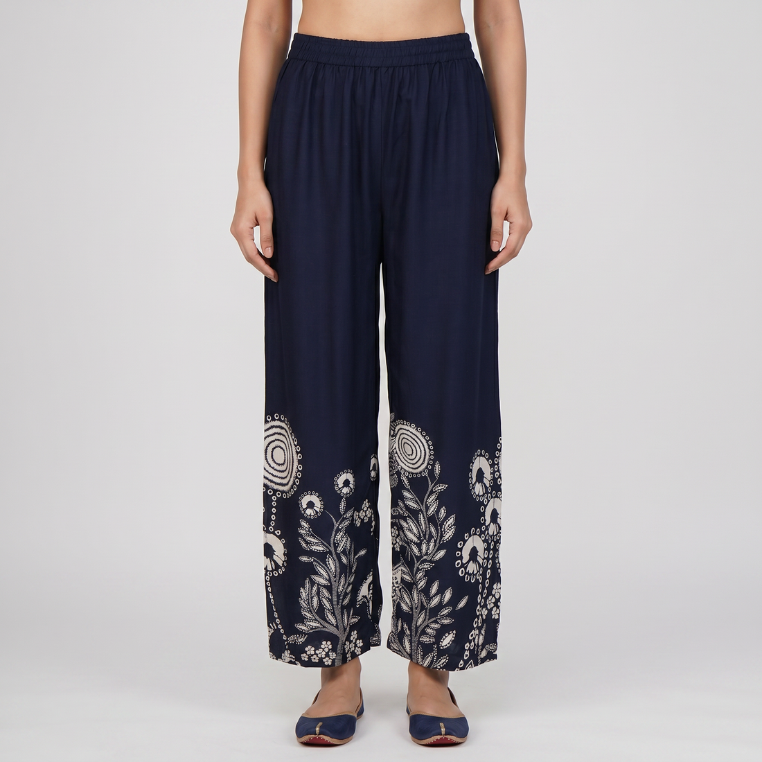 Printed Straight Mid Rise Palazzos
