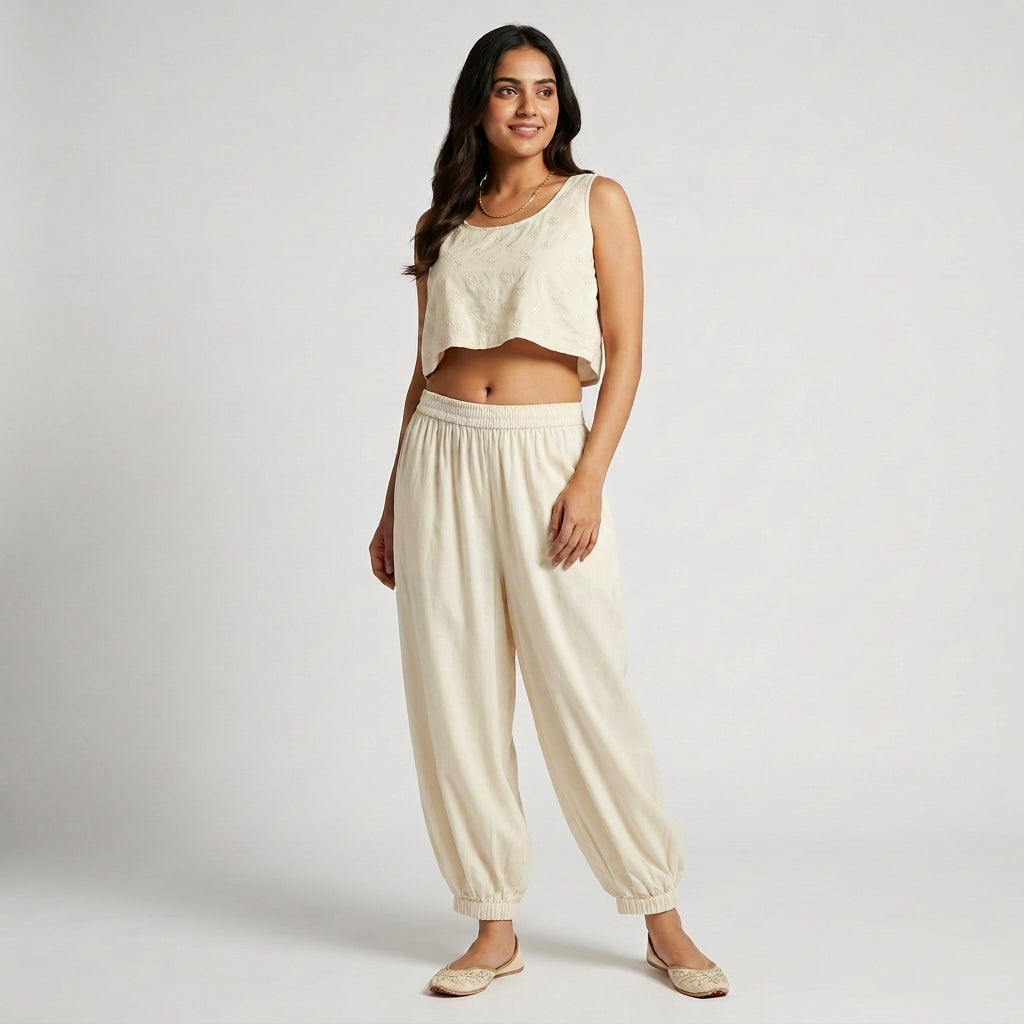 Solid Afghani Mid Rise Pants