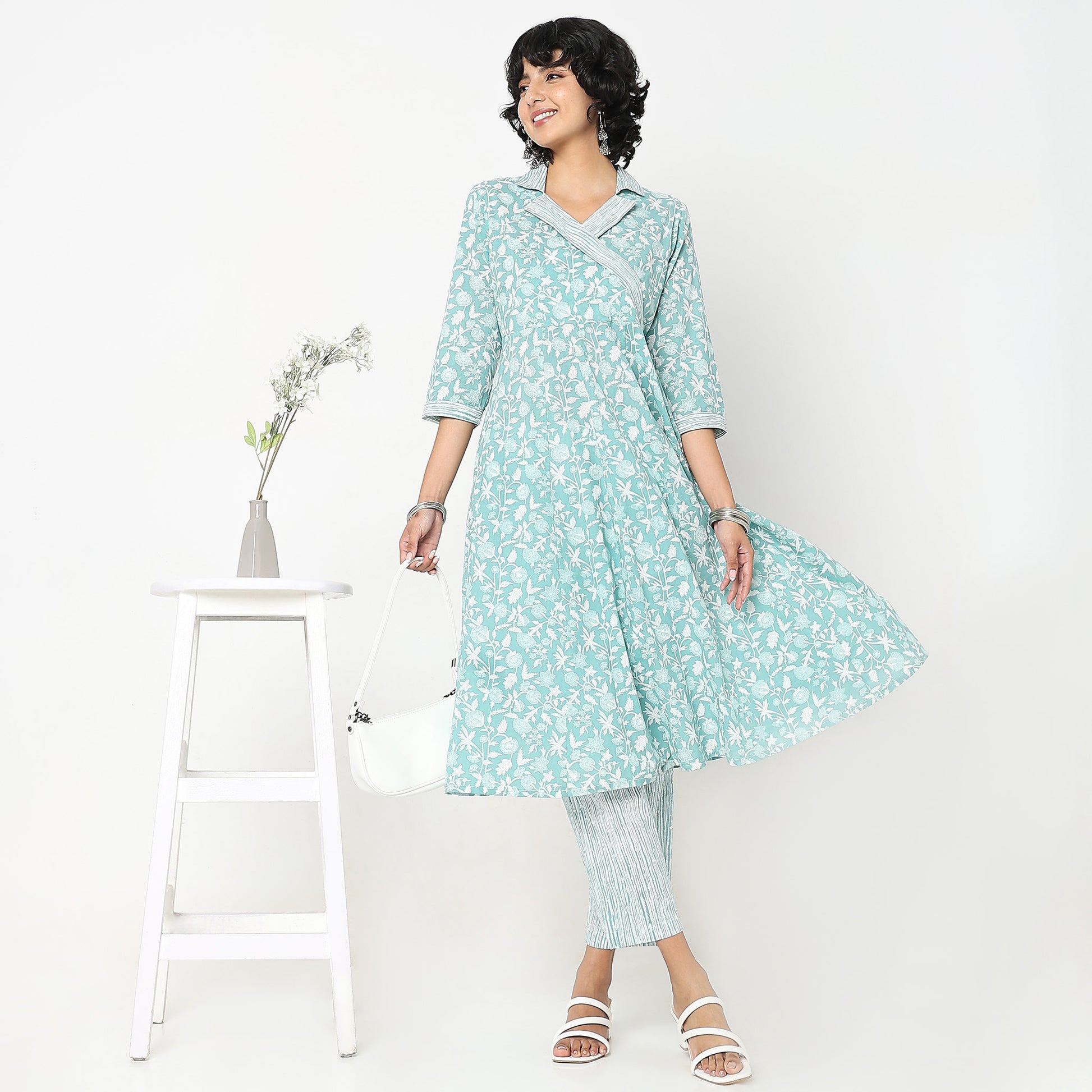 Flare Fit Printed Kurta with Pant Set