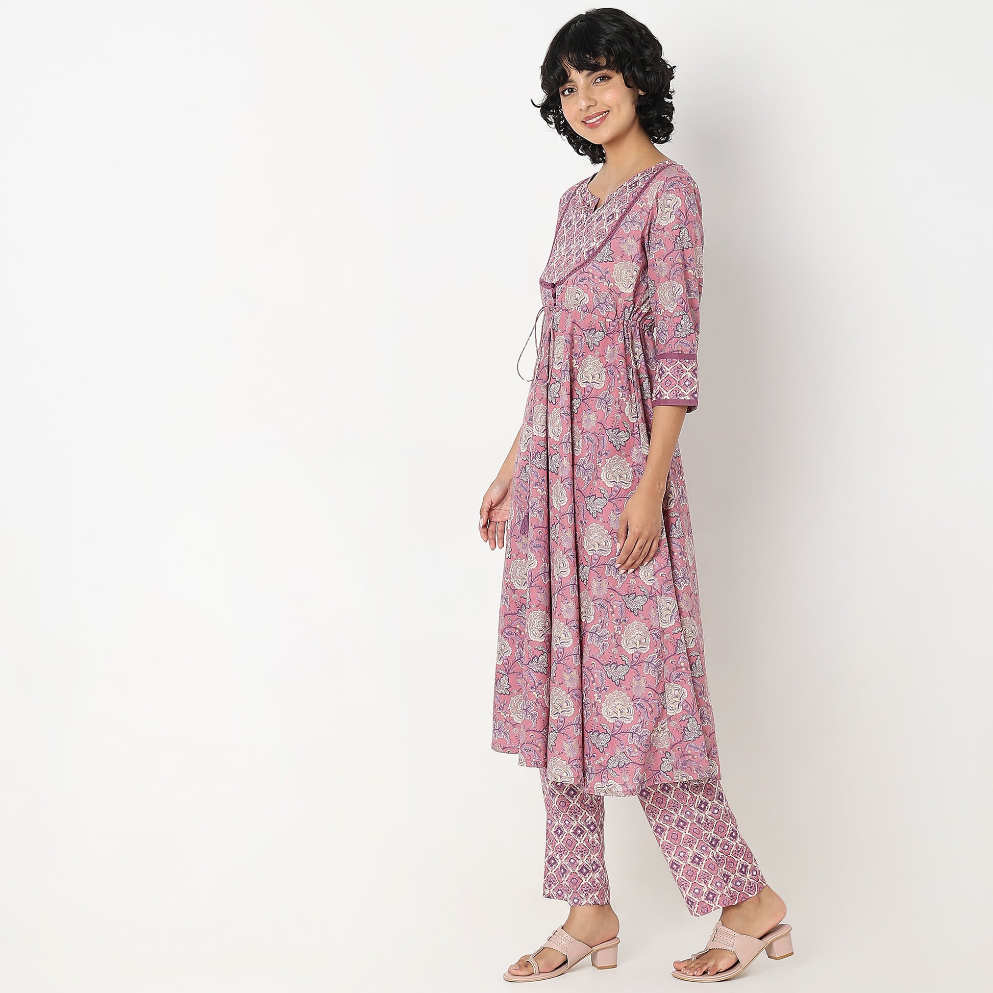 Flare Fit Printed Kurta and Pant with Dupatta Set