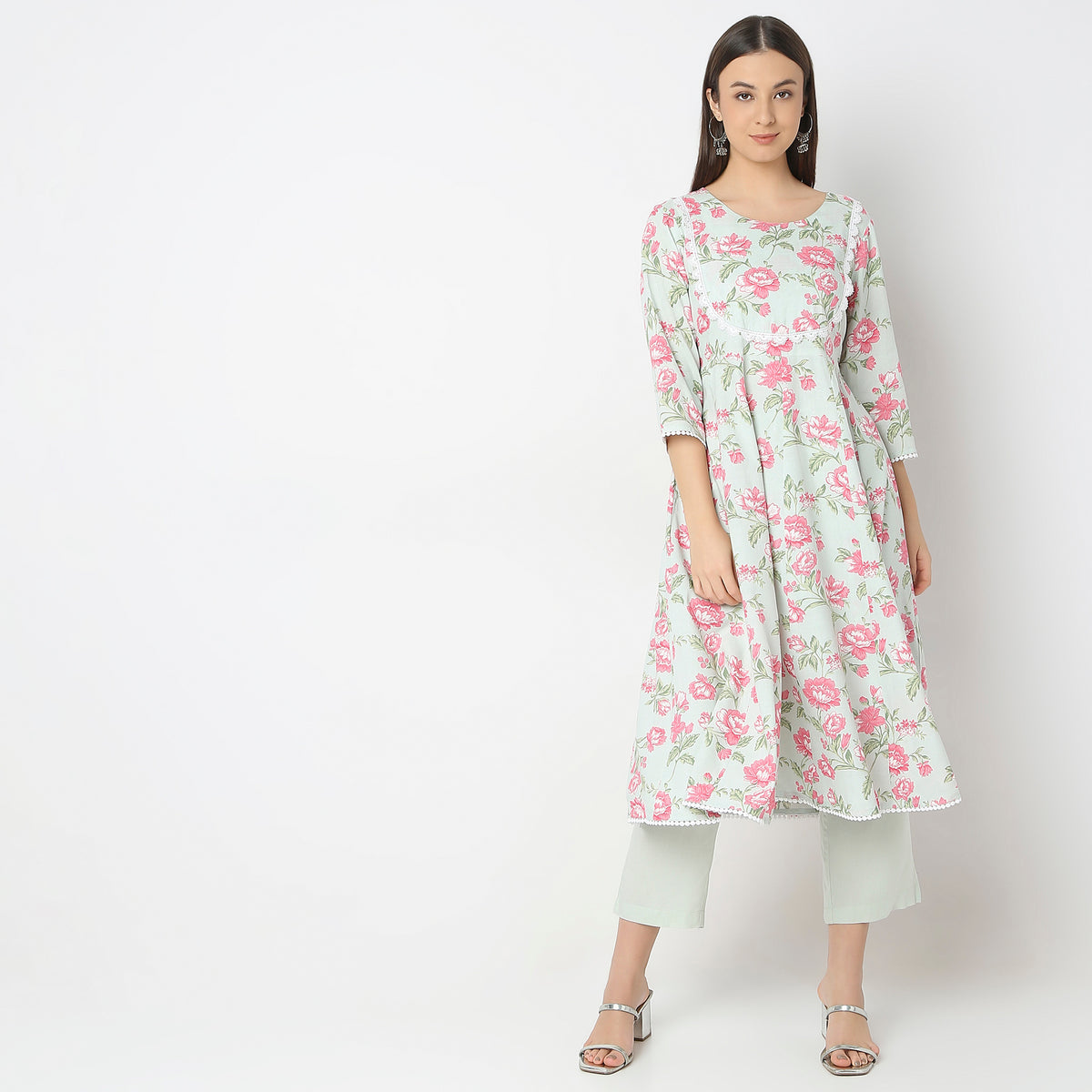 Flare Fit Printed Kurta and Pant with Dupatta Set