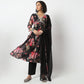 Flare Fit Printed V-Neck Kurta and Pant with Dupatta Set