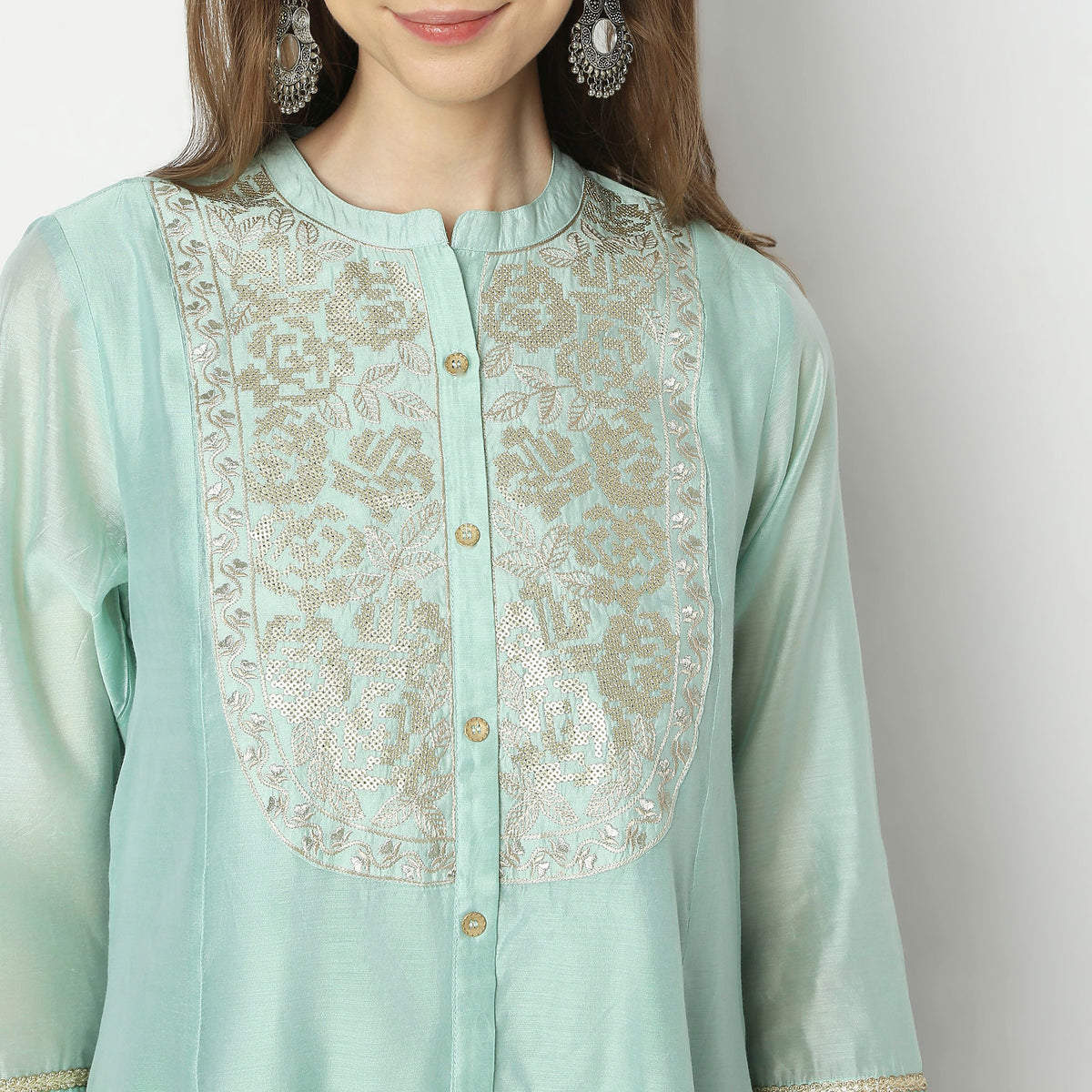 Straight Fit Embroidered Kurta and Pant with Dupatta Set