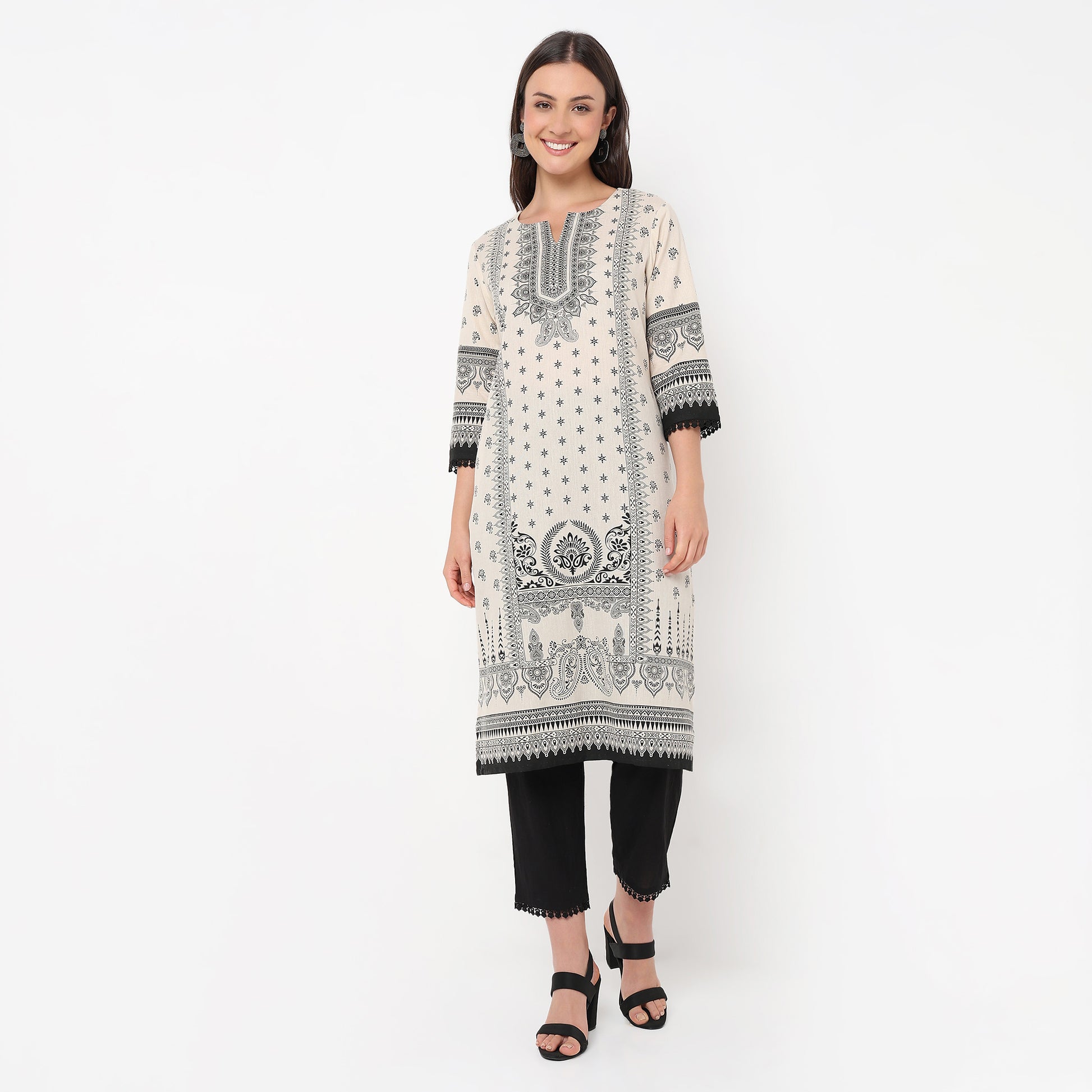 Straight Fit Printed Kurta and Pant with Dupatta Set