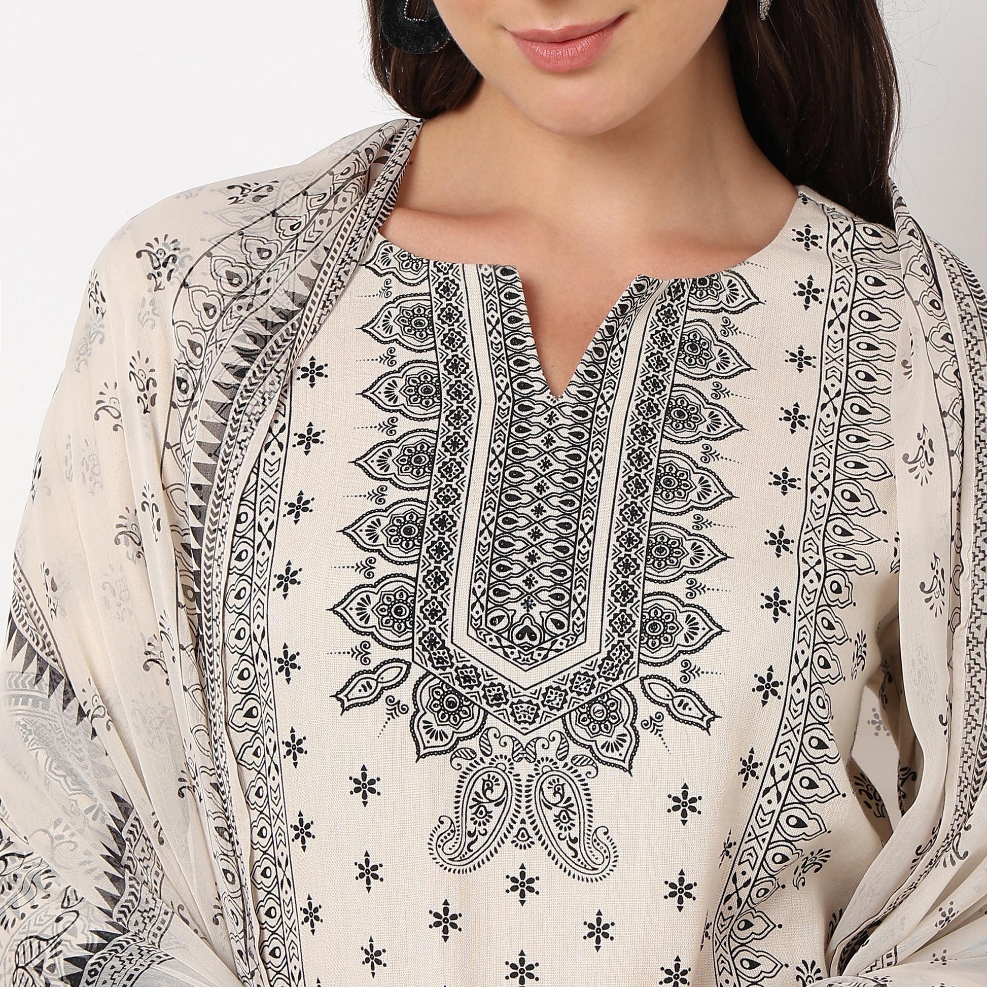 Straight Fit Printed Kurta and Pant with Dupatta Set