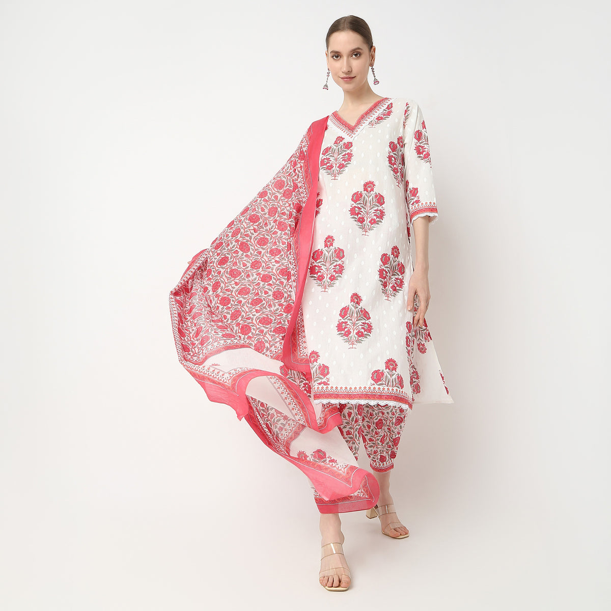 Straight Fit Printed Kurta and Pant with Dupatta Set