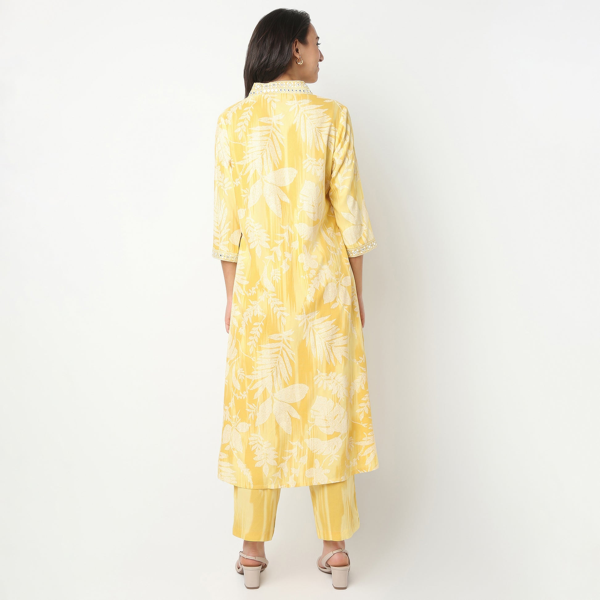 Flare Fit Printed V-Neck Kurta and Pant with Dupatta Set