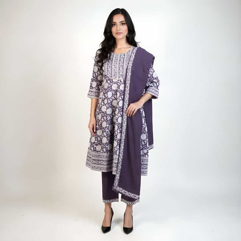 Printed Kurta and Pant With Dupatta Set