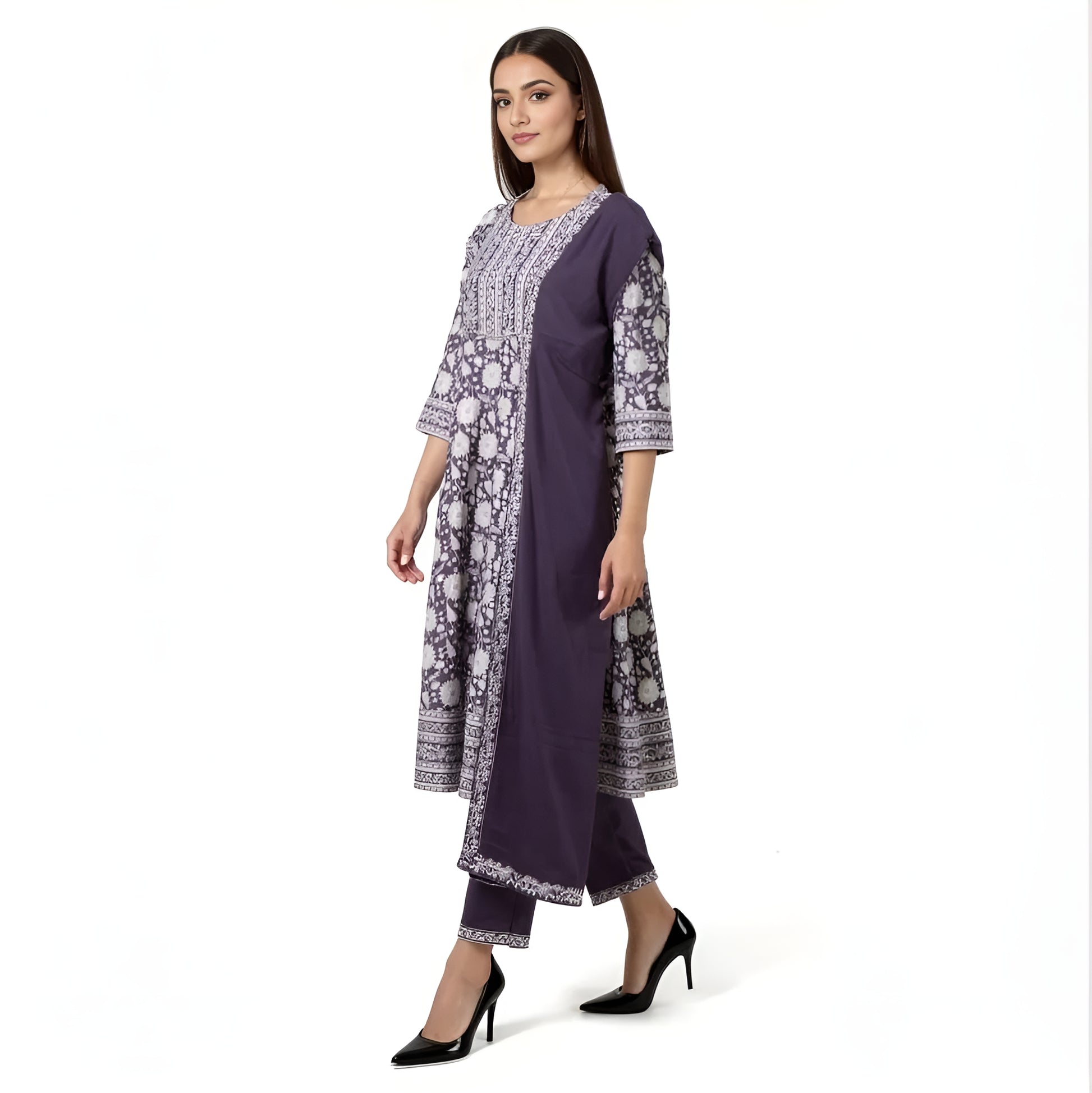 Printed Kurta and Pant With Dupatta Set