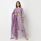 Cotton Printed Flared Kurta with Pant & with Dupatta Set