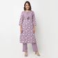 Cotton Printed Flared Kurta with Pant & with Dupatta Set