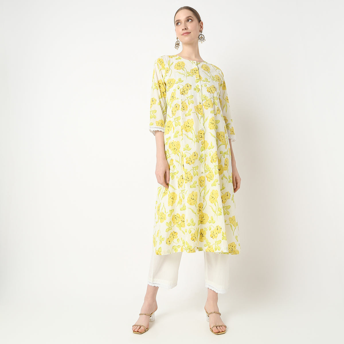 Flare Fit Printed Kurta and Pant with Dupatta Set