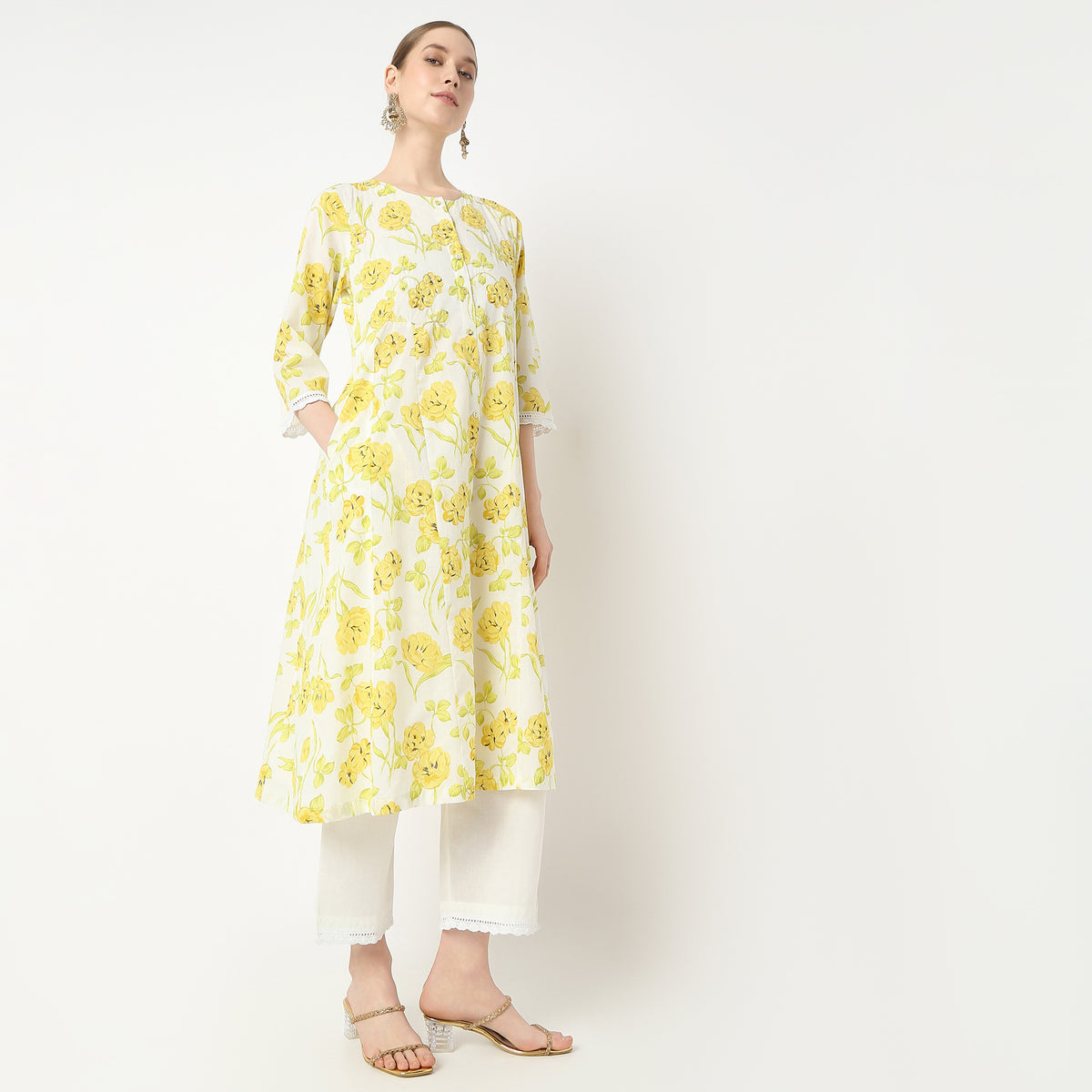 Flare Fit Printed Kurta and Pant with Dupatta Set