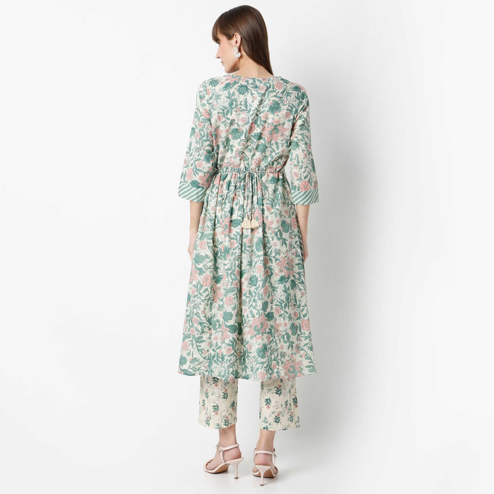 Flare Fit Printed Round Neck Kurta and Pant with Dupatta Set