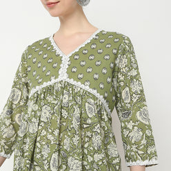 Flare Fit Printed Kurta and Pant with Dupatta Set