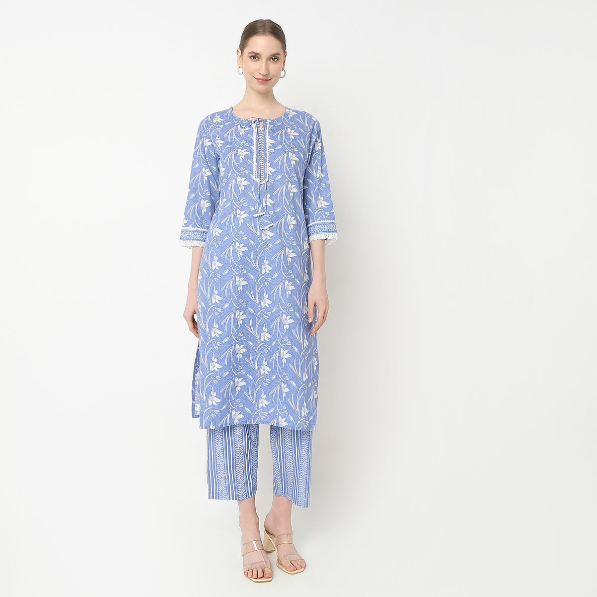 Straight Fit Printed Kurta and Pant with Dupatta Set