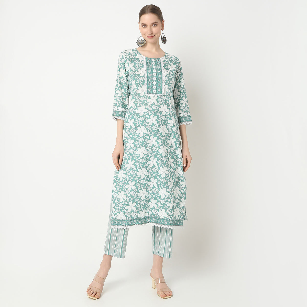 Straight Fit Printed Kurta and Pant with Dupatta Set