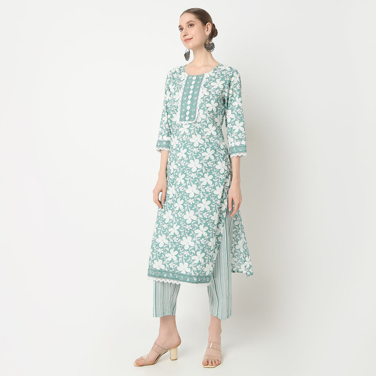 Straight Fit Printed Kurta and Pant with Dupatta Set