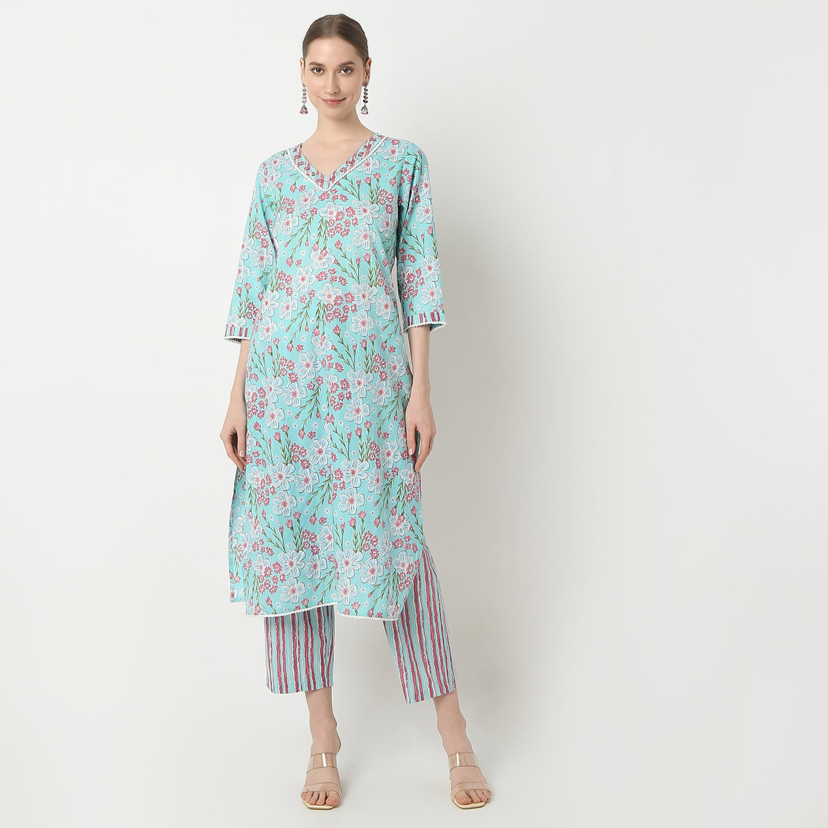 Straight Fit Printed Kurta and Pant with Dupatta Set