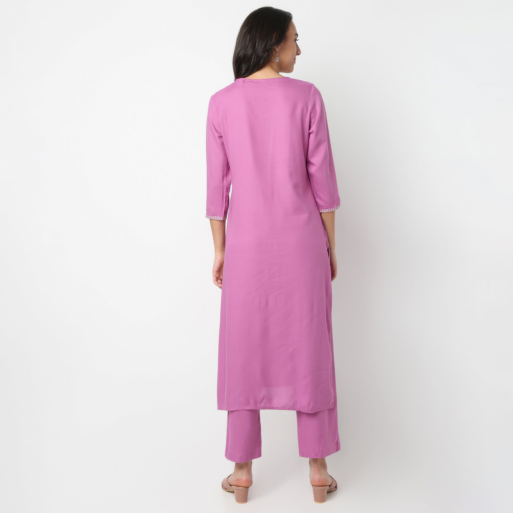 Straight Fit Printed Round Neck Kurta and Pant with Dupatta Set