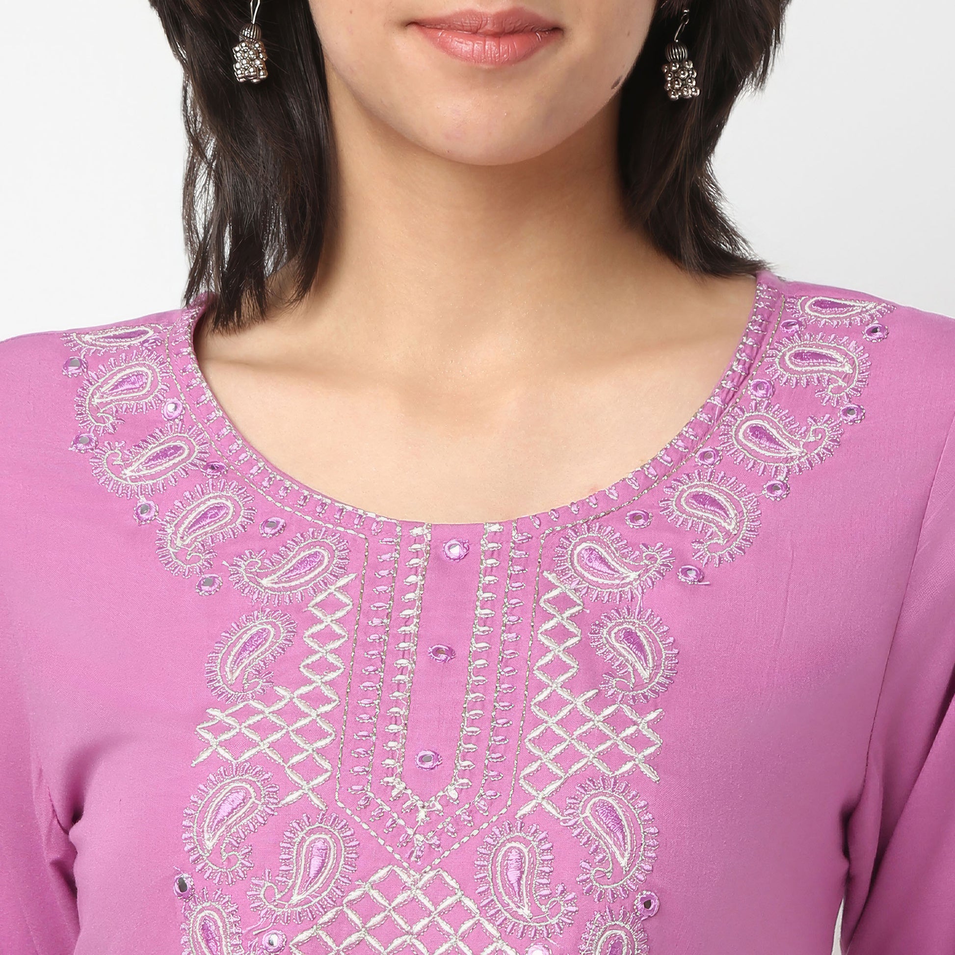 Straight Fit Printed Round Neck Kurta and Pant with Dupatta Set