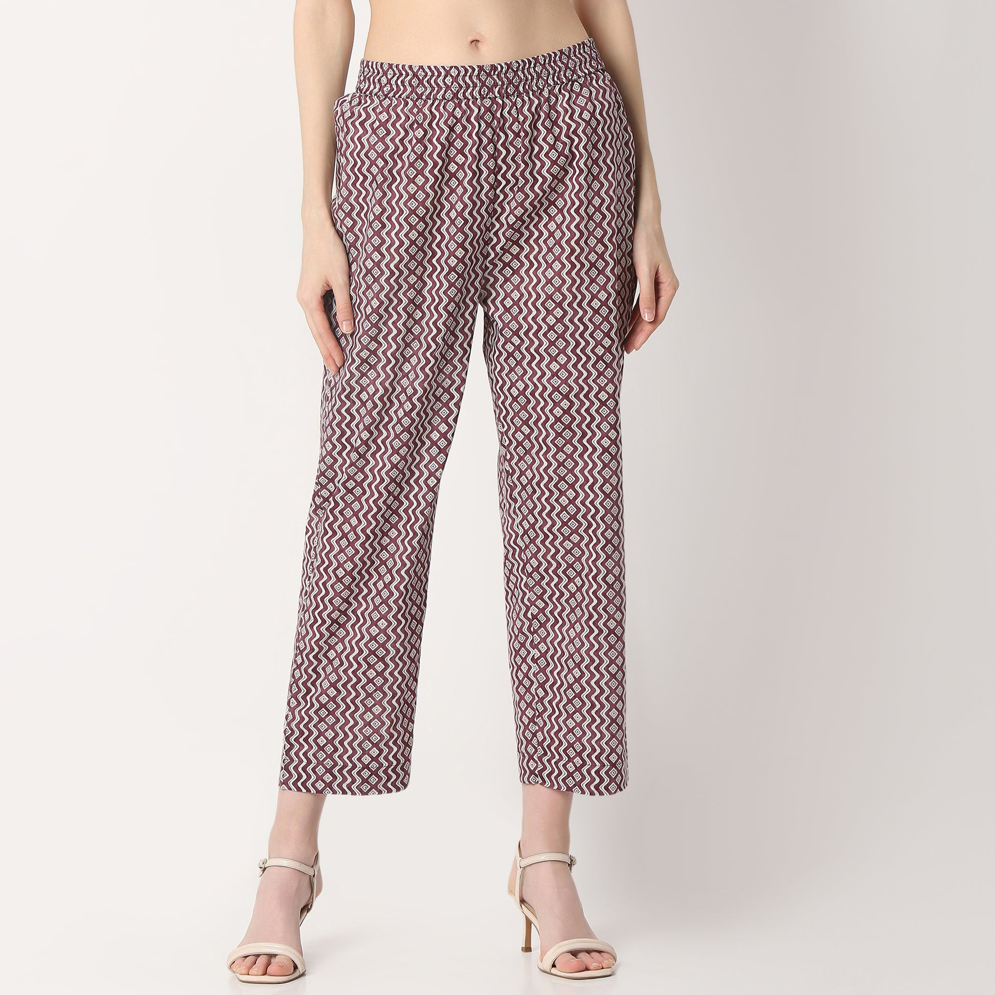 Flare Fit Printed Band Neck Kurta and Pant with Dupatta Set