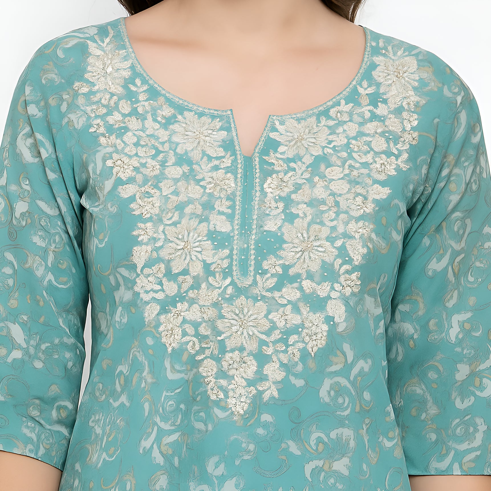 Embroidered Straigth Kurta and Pant Set