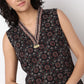 Floral Print V-Neck Straight Sleeveless Kurta With Pant Set