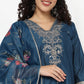 V-Neck Embroidered Kurta and Pant With Dupatta Set